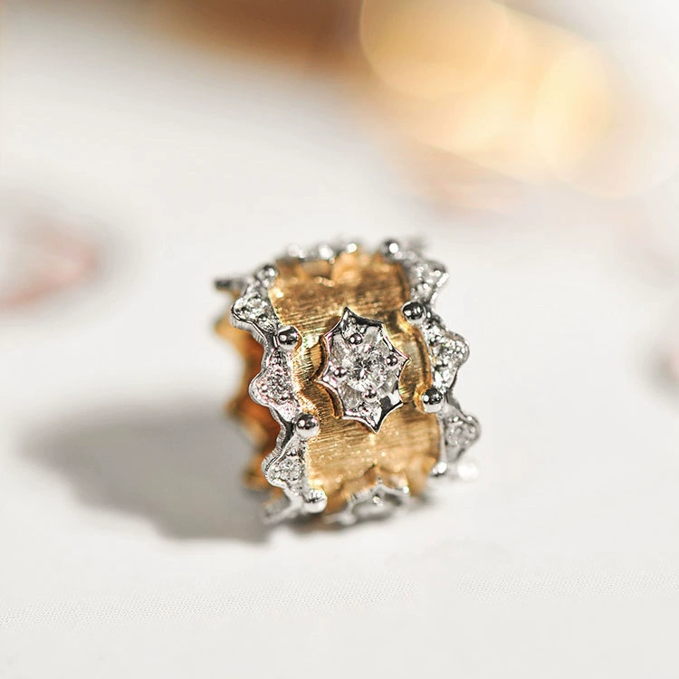 Italian Two-Tone Gold Pendant Floral Design