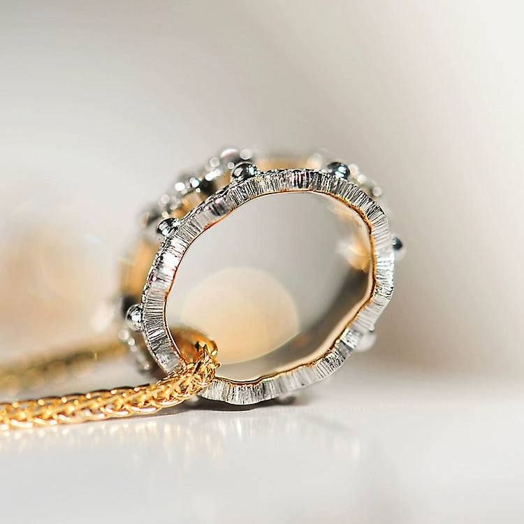 Italian Two-Tone Gold Pendant Floral Design