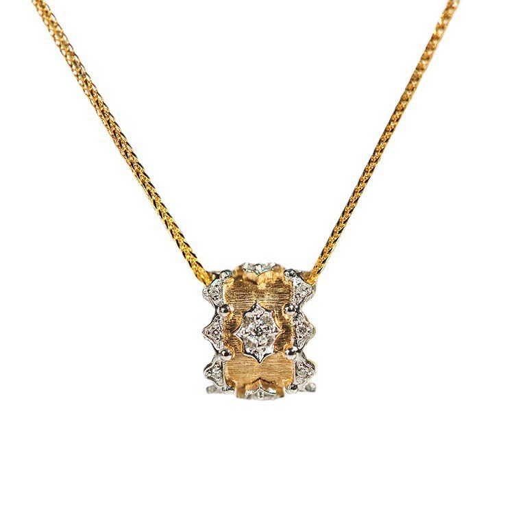 Italian Two-Tone Gold Pendant Floral Design