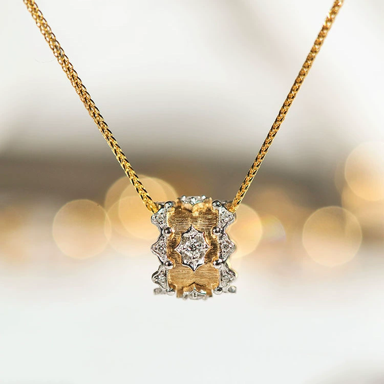 Italian Two-Tone Gold Pendant Floral Design