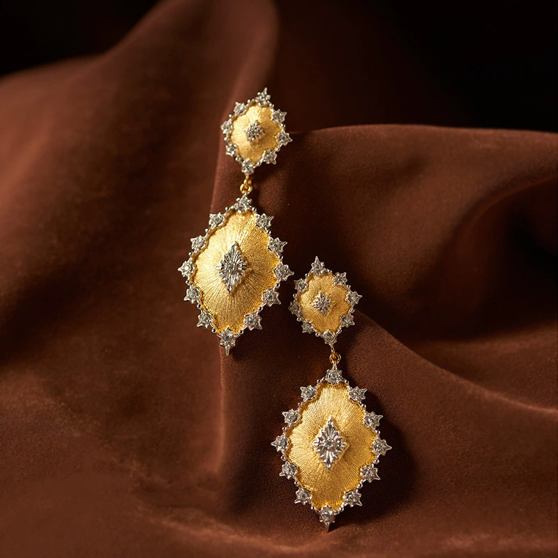 Italian Lace Pendant Necklace Earrings Set