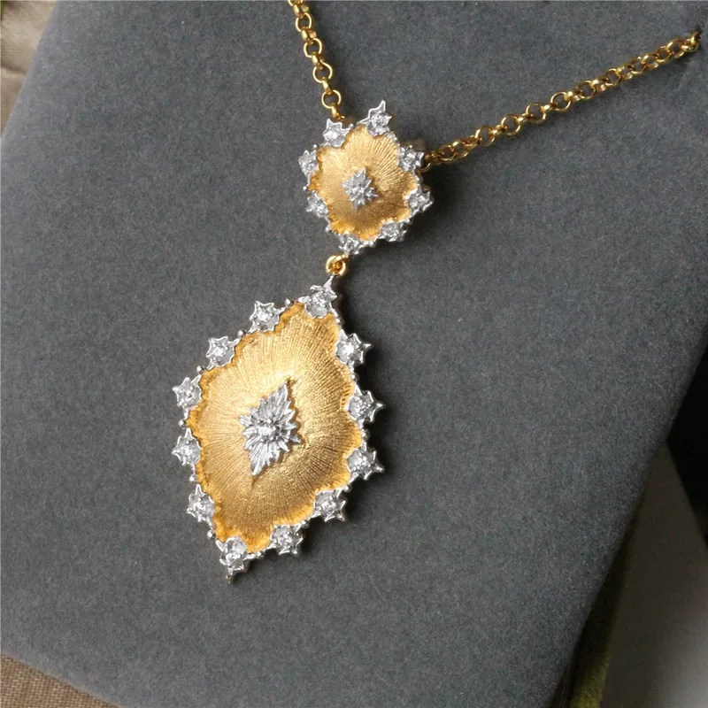 Italian Lace Pendant Necklace Earrings Set