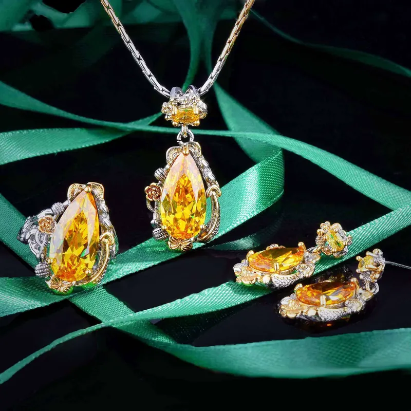 Italian Yellow Diamond Jewelry Set