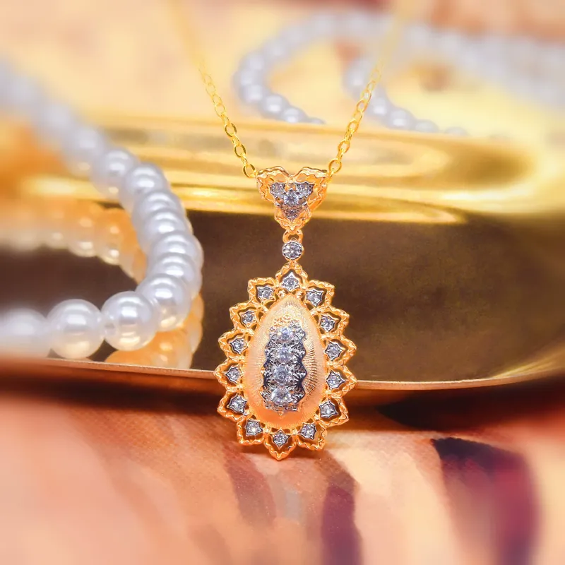 Italian Lace Earrings Diamond Pendant Set
