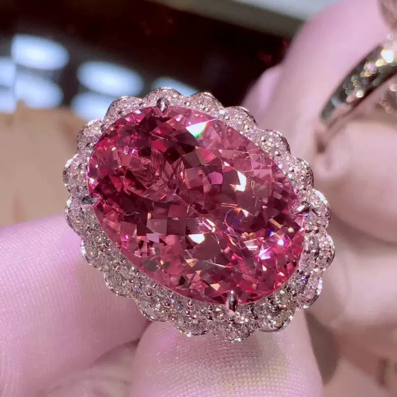 Pink Morganite Oval Pendant Ring Set