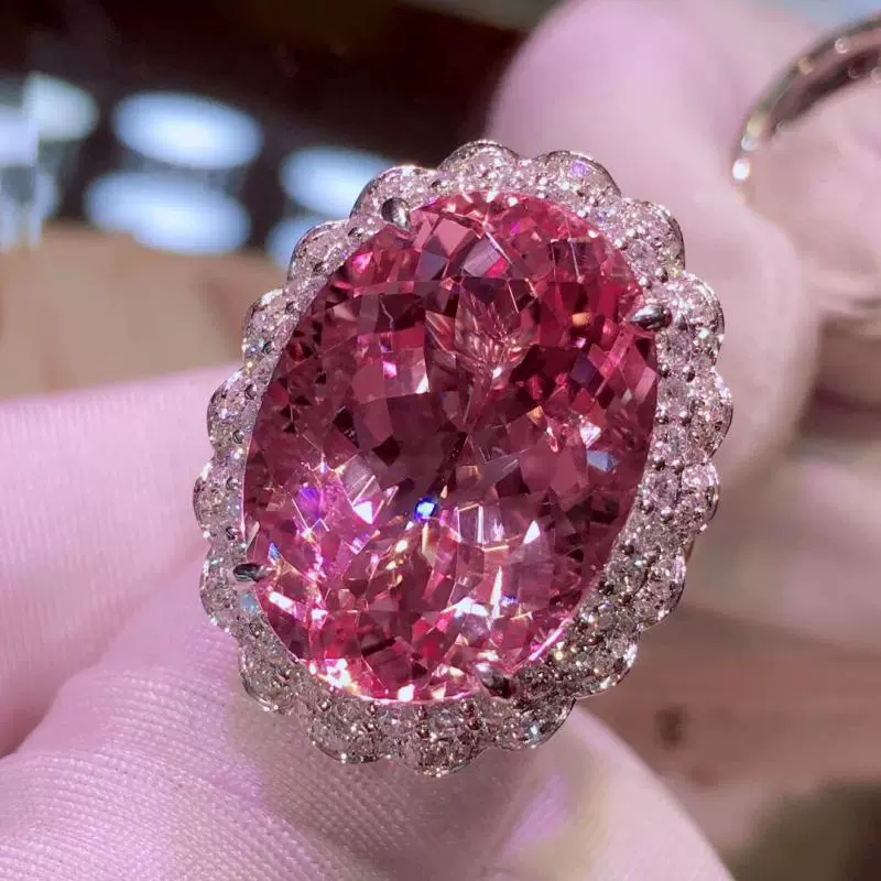 Pink Morganite Oval Pendant Ring Set