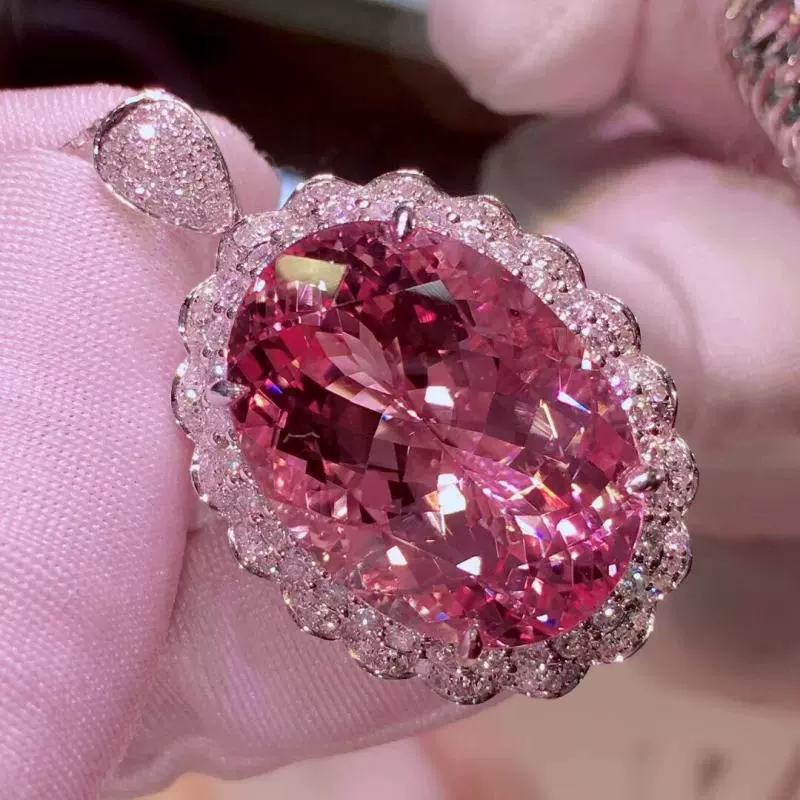 Pink Morganite Oval Pendant Ring Set