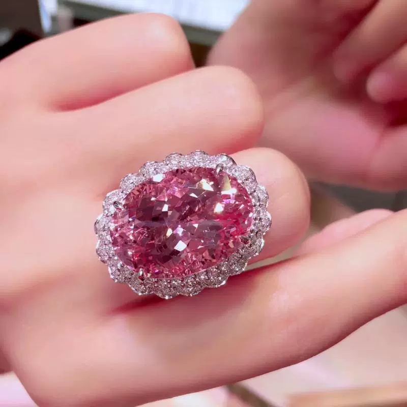 Pink Morganite Oval Pendant Ring Set
