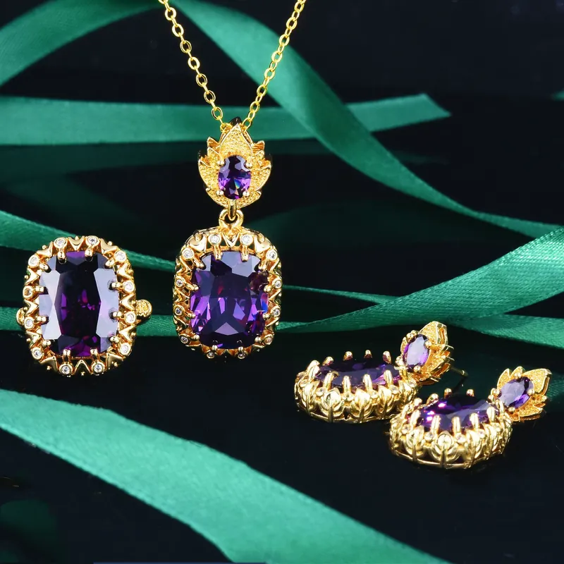Italian Vintage Court Style High-Carbon Diamond Jewelry Set