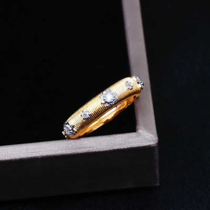 Italian Filigree Two-Tone Gold Plated Diamond Ring