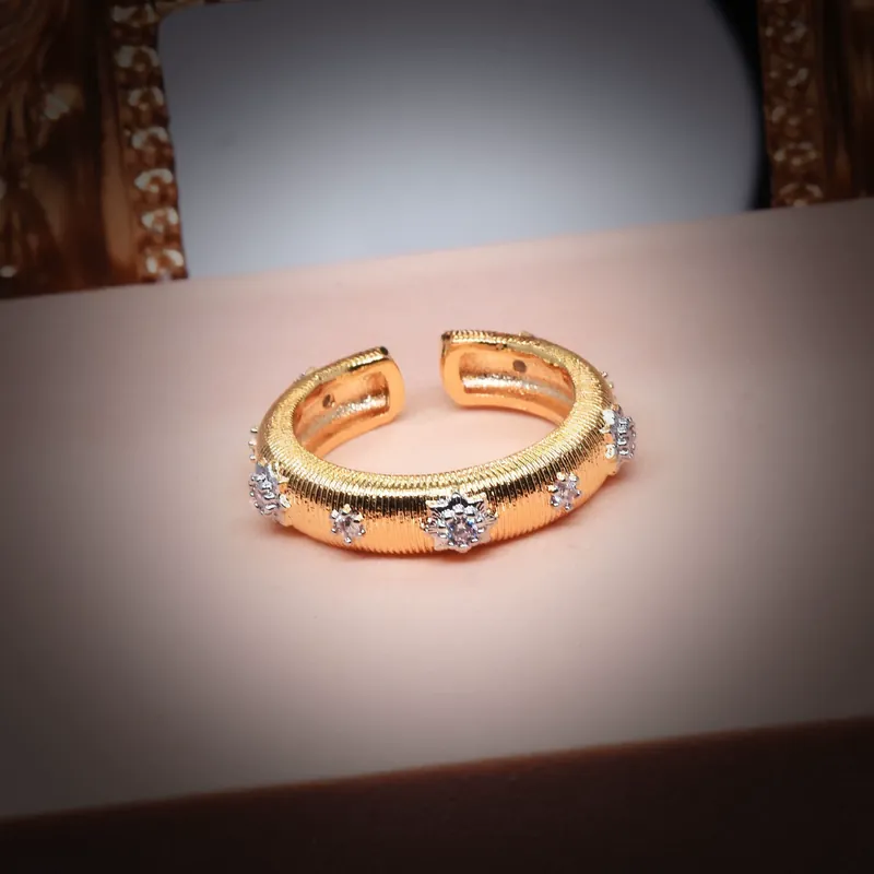 Italian Filigree Two-Tone Gold Plated Diamond Ring