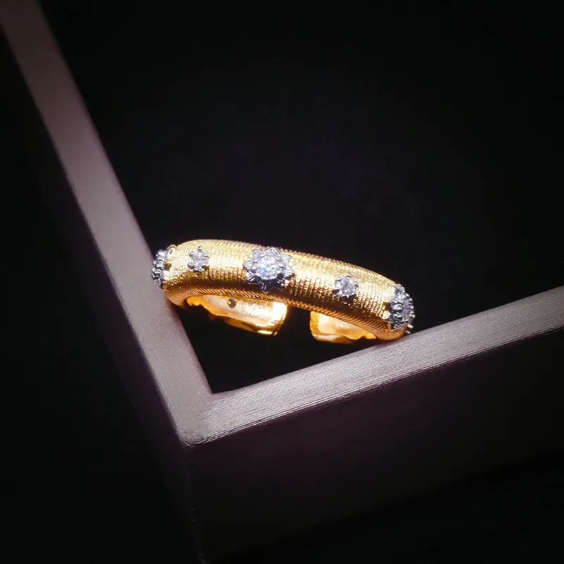 Italian Filigree Two-Tone Gold Plated Diamond Ring