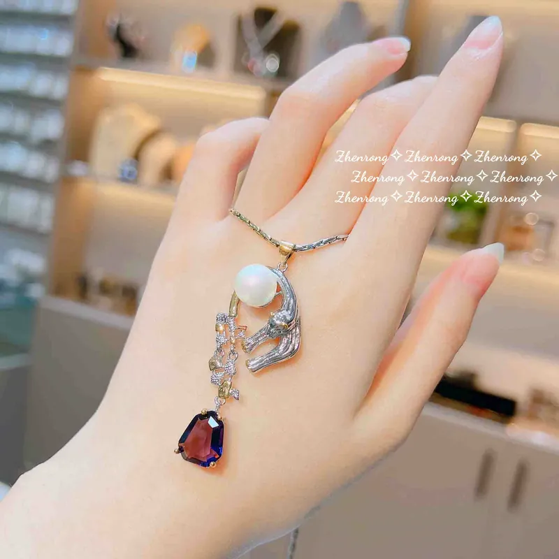 Italian Vintage Purple Zircon Leopard Jewelry Set with Pearl Pendant