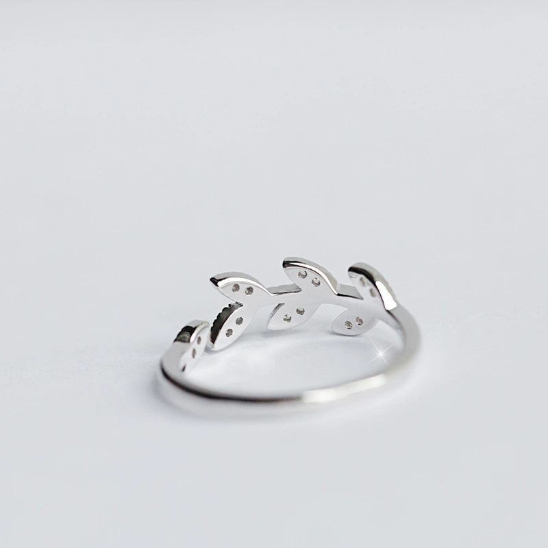 Silver Leaf Open Ring for Women Adjustable