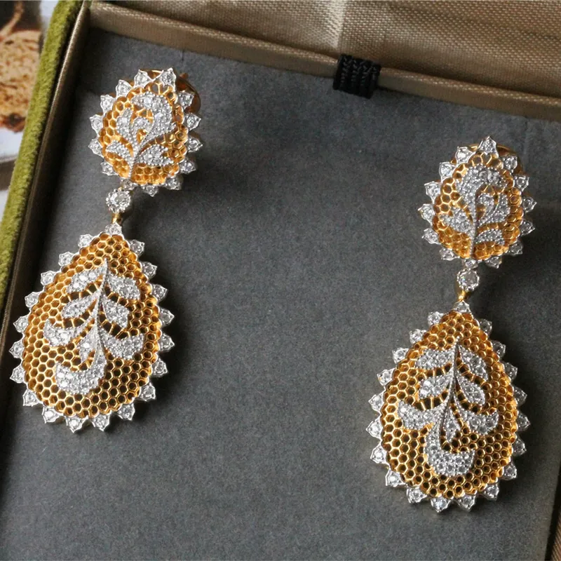 Italian Filigree Iris Flower Jewelry Set with Honeycomb Lace