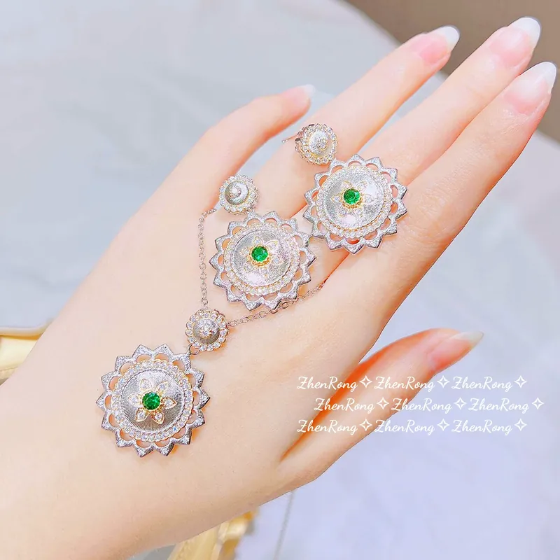 Italian Vintage Filigree Flower Necklace and Earrings Set