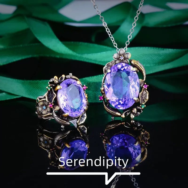 Italian Vintage Filigree Lotus Fish Jewelry Set with Bangle