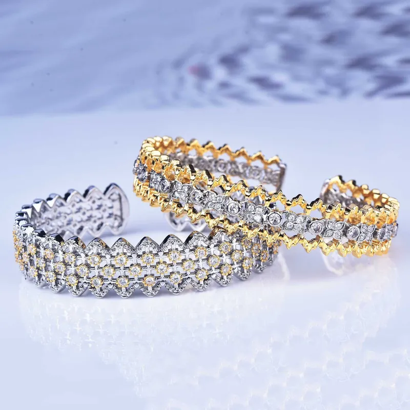 Italian Handmade Filigree Lace Full Pave Bangle