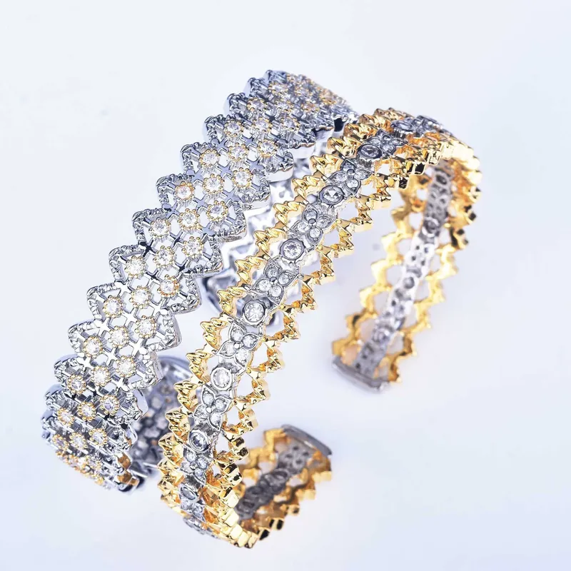 Italian Handmade Filigree Lace Full Pave Bangle