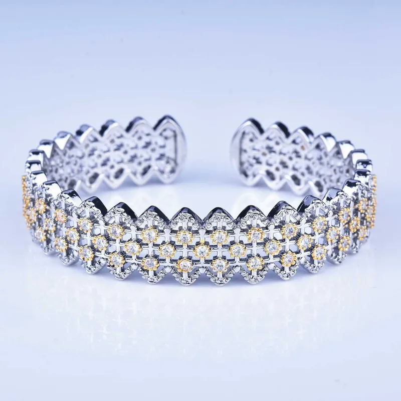 Italian Handmade Filigree Lace Full Pave Bangle