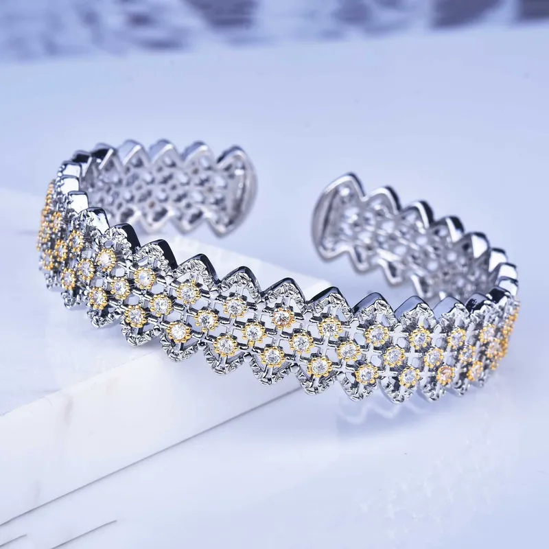 Italian Handmade Filigree Lace Full Pave Bangle