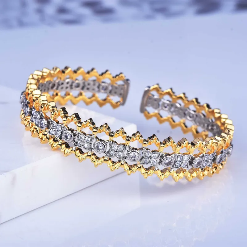 Italian Handmade Filigree Lace Full Pave Bangle