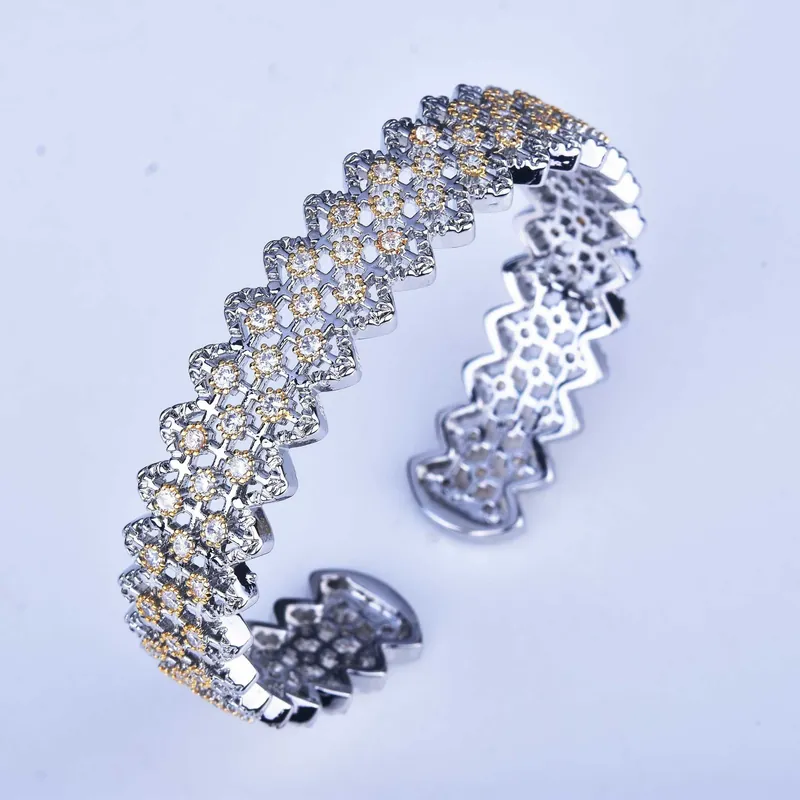 Italian Handmade Filigree Lace Full Pave Bangle