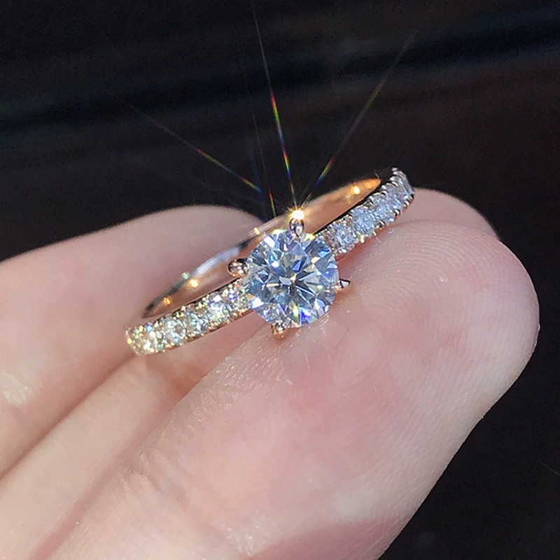 Sterling Silver Plated Zircon Engagement Ring Set
