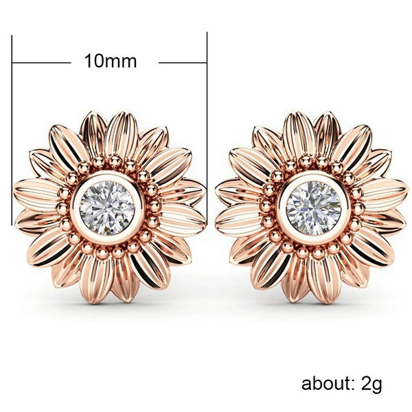 18K Gold Plated Flower Stud Earrings with Silver Needle