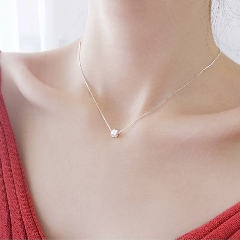 925 Sterling Silver Minimalist Square Chain Choker