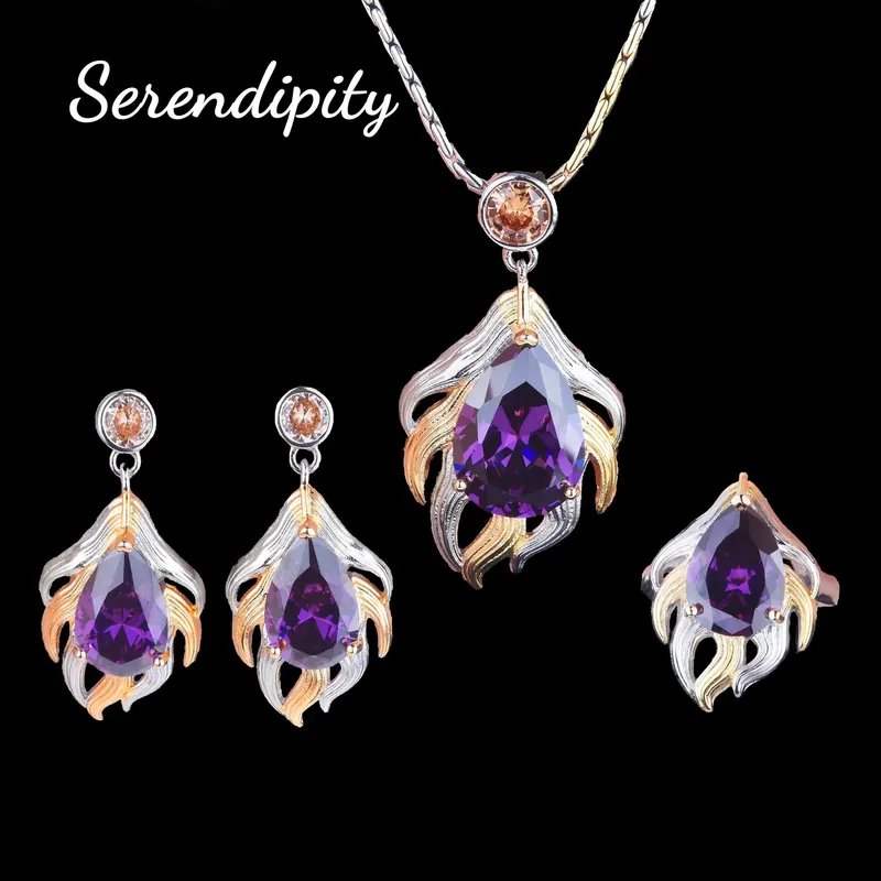 Italian Handmade Yellow Zircon Jewelry Set with Purple Zircon