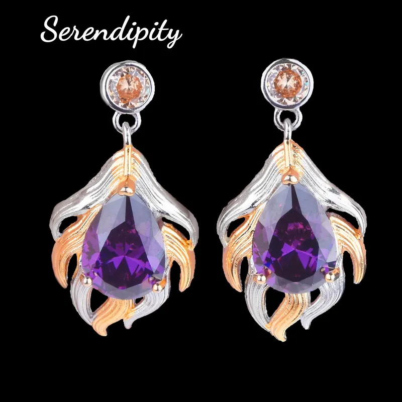 Italian Handmade Yellow Zircon Jewelry Set with Purple Zircon