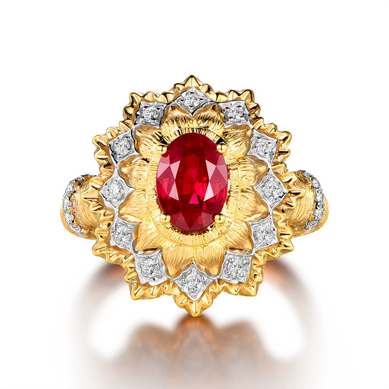 Italian Filigree Pigeon Blood Red Zircon Ring