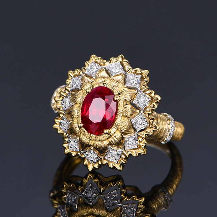 Italian Filigree Pigeon Blood Red Zircon Ring
