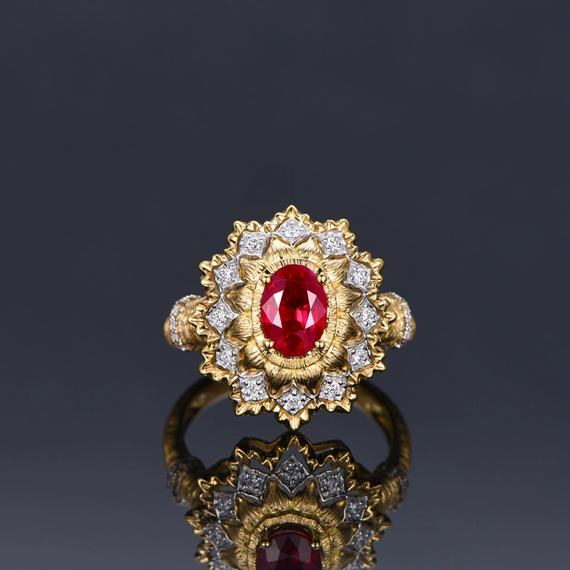 Italian Filigree Pigeon Blood Red Zircon Ring