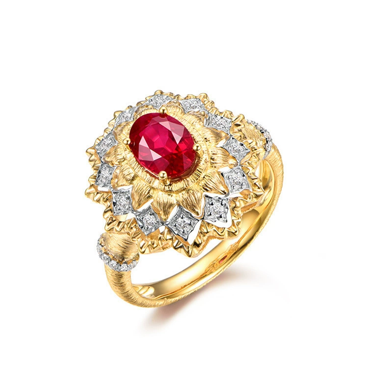 Italian Filigree Pigeon Blood Red Zircon Ring