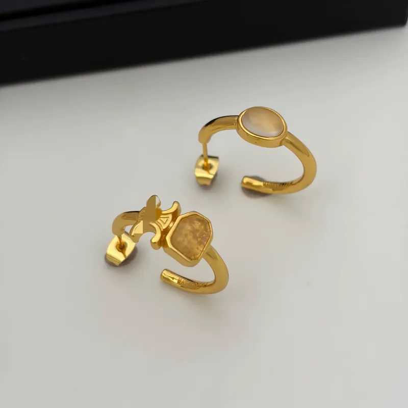 Quartz Asymmetrical Circle Earrings