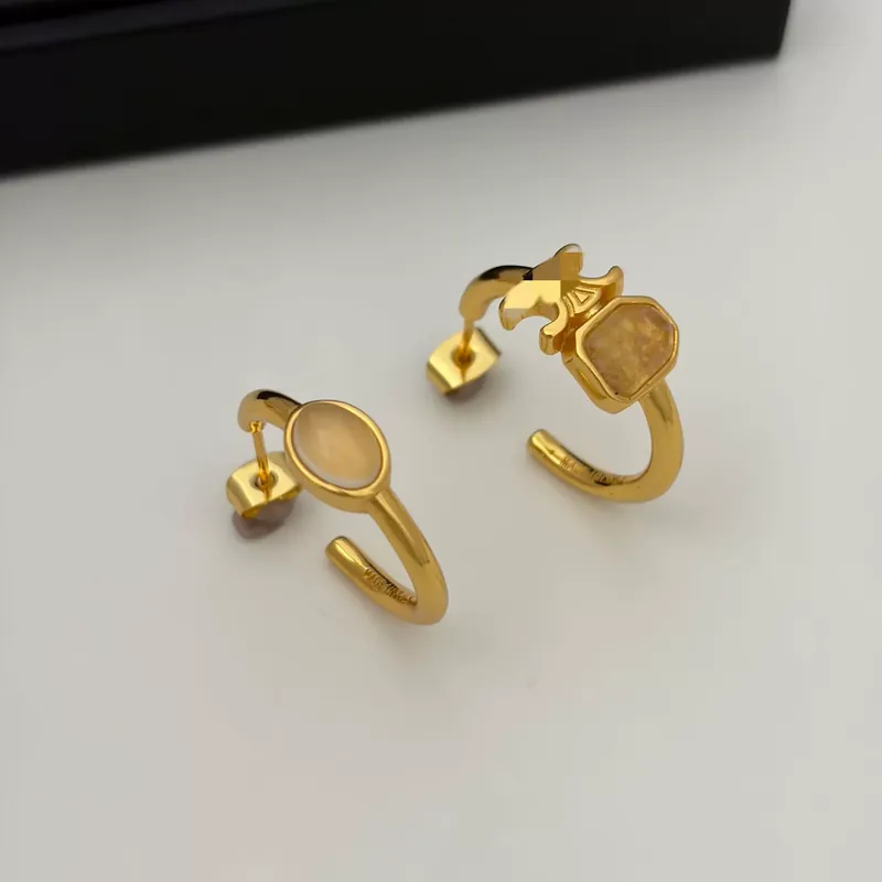 Quartz Asymmetrical Circle Earrings