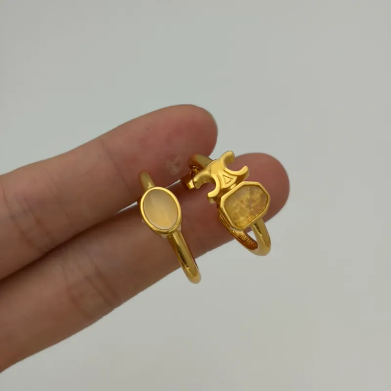 Quartz Asymmetrical Circle Earrings
