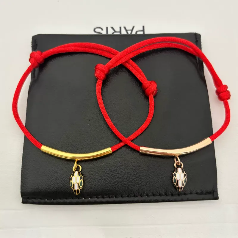 Enamel Snake Red Rope Bracelet