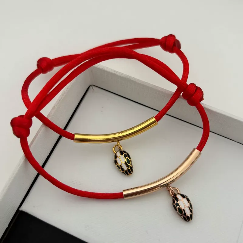 Enamel Snake Red Rope Bracelet