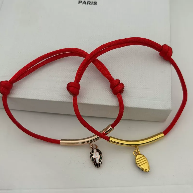 Enamel Snake Red Rope Bracelet