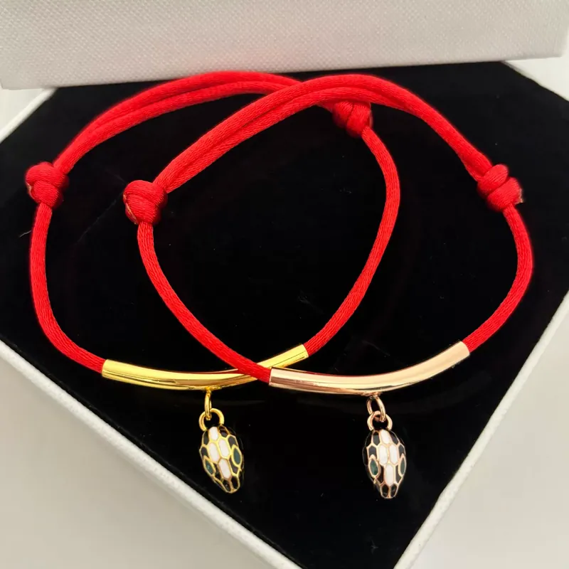 Enamel Snake Red Rope Bracelet