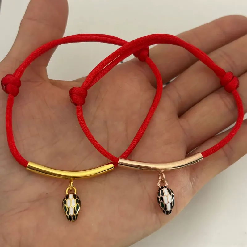 Enamel Snake Red Rope Bracelet