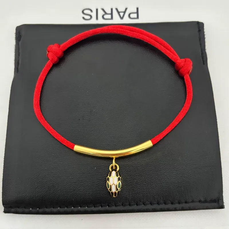 Enamel Snake Red Rope Bracelet