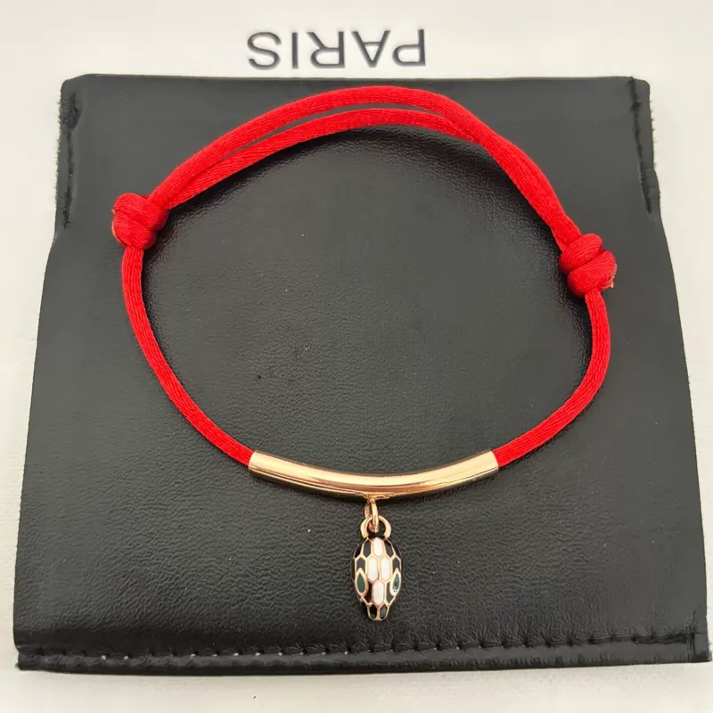 Enamel Snake Red Rope Bracelet