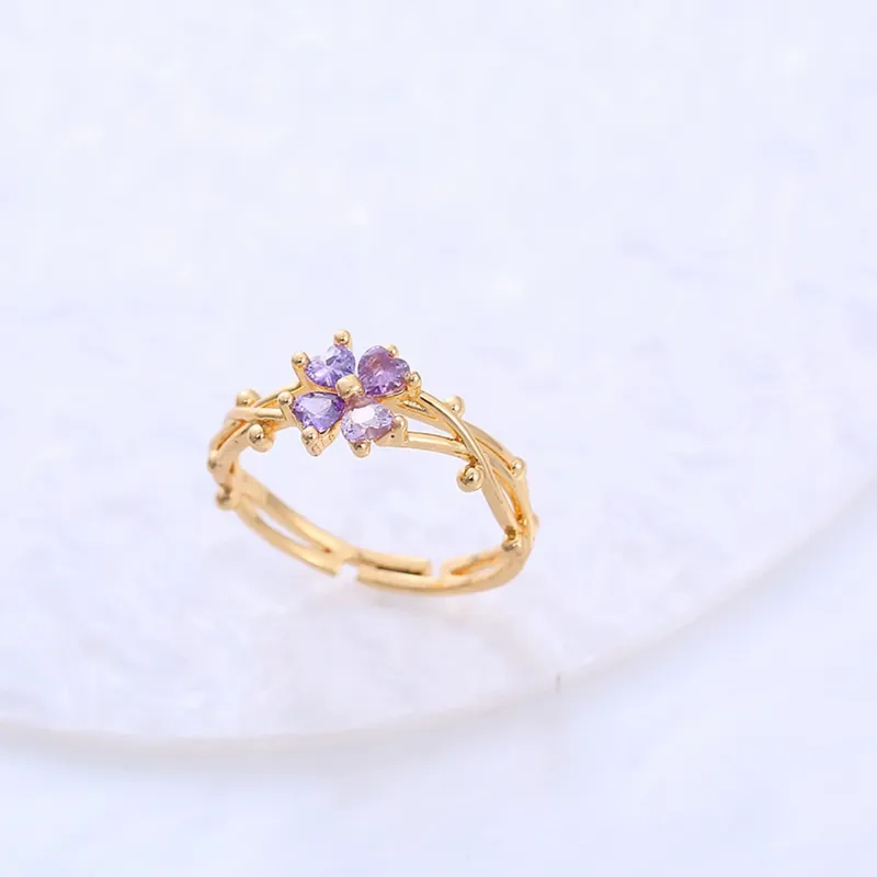 Flower Ring Rose Gold Zircon