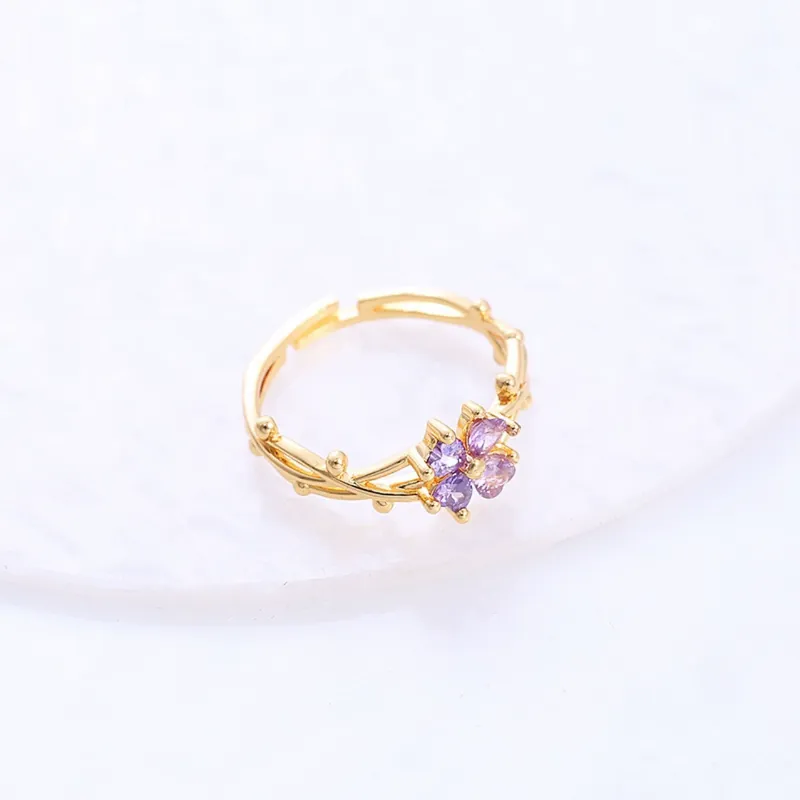 Flower Ring Rose Gold Zircon