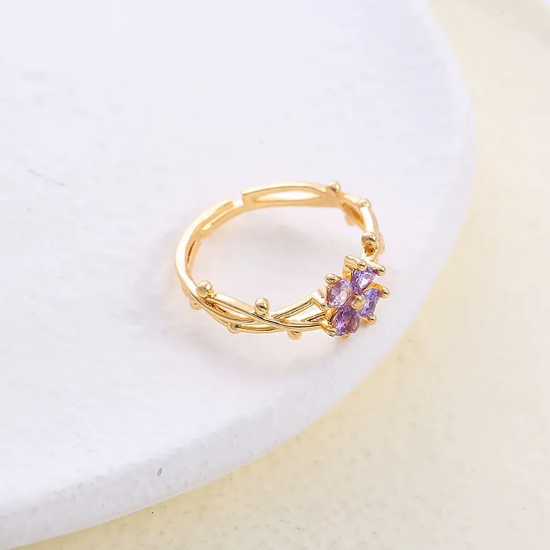 Flower Ring Rose Gold Zircon