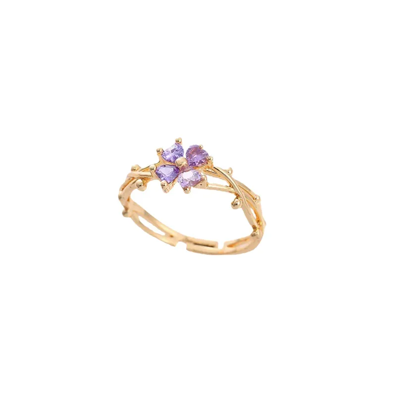 Flower Ring Rose Gold Zircon